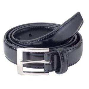 Men's Classic Black Genuine Leather Stitched‎ Uniform Belt Size 46 NWT